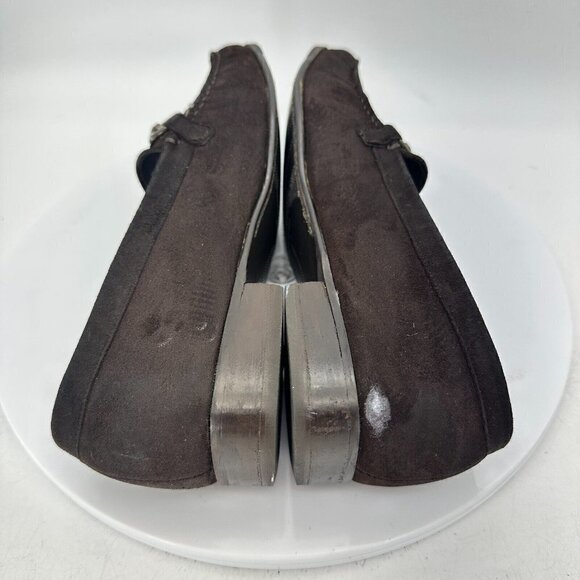 Stuart Weitzman Women Size 7B Dark Brown Suede Gancini Slip On Flat Loafer Shoes - Picture 8 of 15